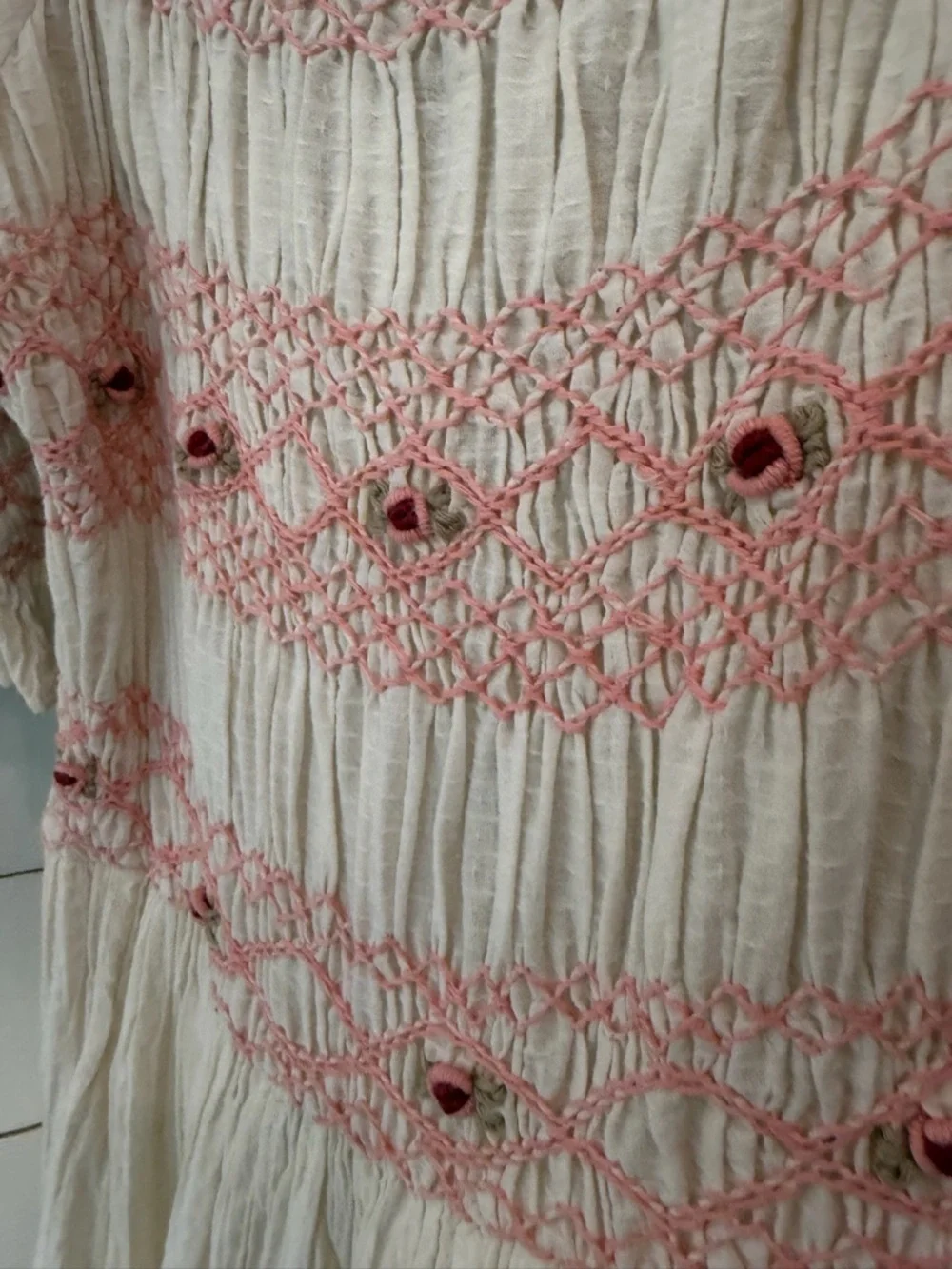 Ivy City Co Liesl Dress XS Pink Embroidered Smocked Cottagecore Spring Dress - Picture 6 of 6